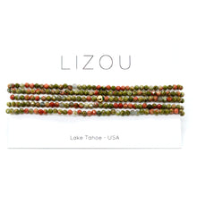 Load image into Gallery viewer, Delicate Faceted Mini Semi Precious Stone Unakite Beaded Necklace - N9-100
