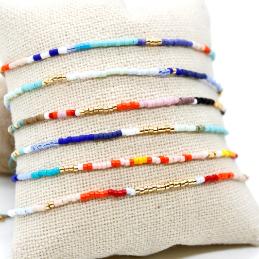 Bundle of Six Colorful Seed Bead Bracelets - B8-035