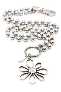 Open Daisy Outline Pendant Convertible Silver Chain Necklace