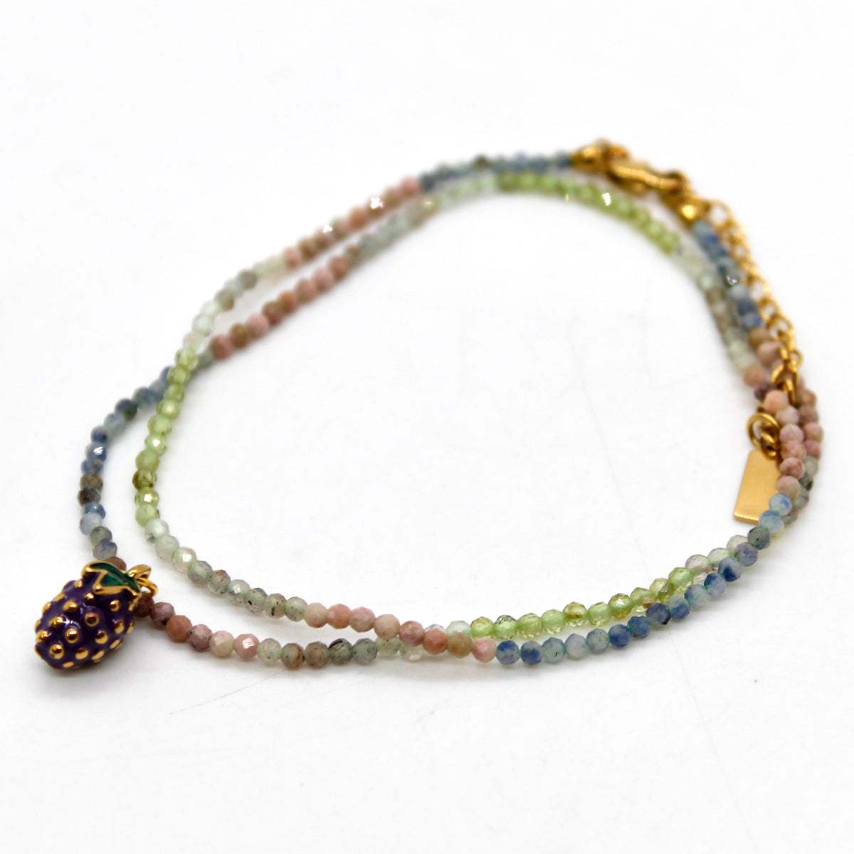 Wine Grapes Mini Stone Gold Charm Necklace