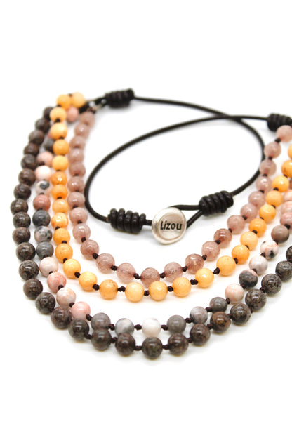 Semi Precious Stone Multi Strand Short Necklace - NLS-M32