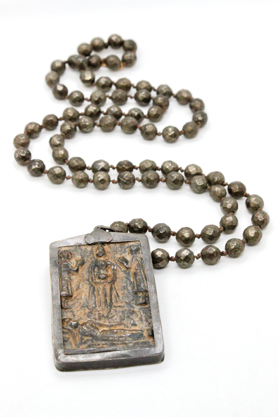 Large Buddha Necklace on Pyrite -Buddha Collection-