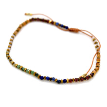 Load image into Gallery viewer, Tiny Faceted Stone and Gold Adjustable Bracelet - B4-031
