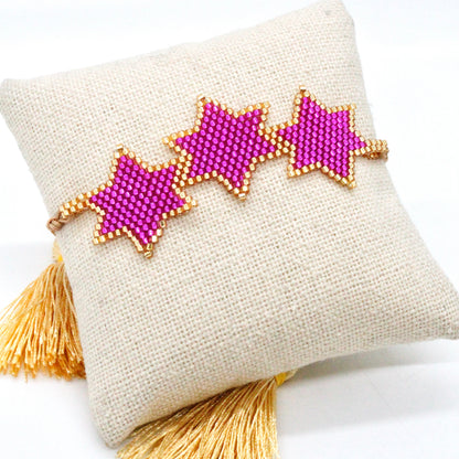 Purple Miyuki Bead Evil Eye Stars and Geometric Bracelets -Seeds Collection-
