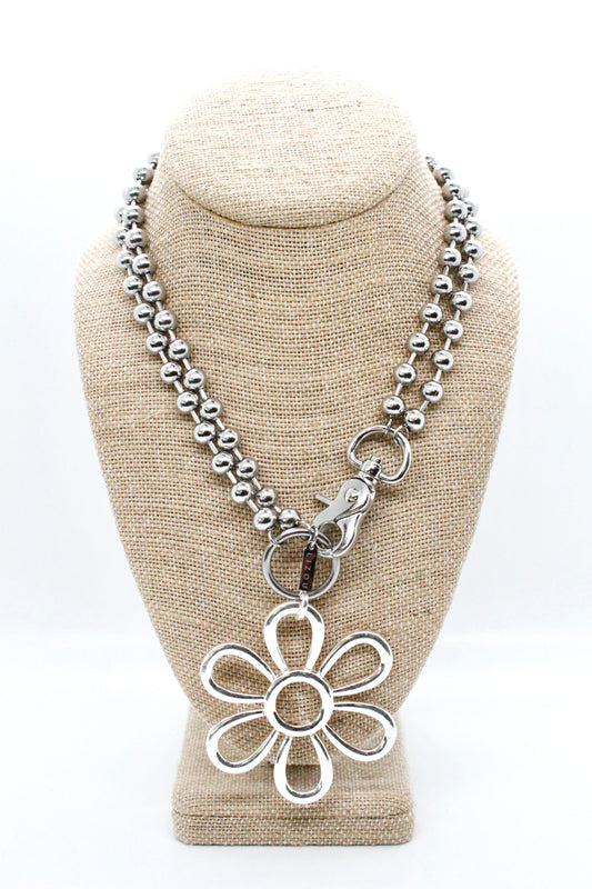 Summer Daisy Pendant Convertible Silver Chain Necklace