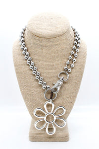 Summer Daisy Pendant Convertible Silver Chain Necklace