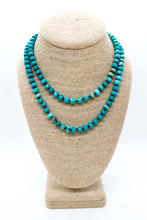 Load image into Gallery viewer, Hand-Knotted Long Faceted Rich Turquoise Rondelle Bead Necklace
