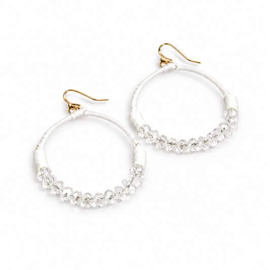 Crystal Beaded Hoop Earrings - E001-Translucent