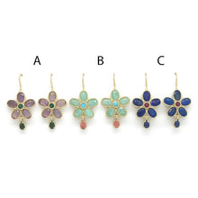 Load image into Gallery viewer, Stone Flower Dangle Earrings - E4-293
