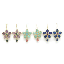 Load image into Gallery viewer, Stone Flower Dangle Earrings - E4-293
