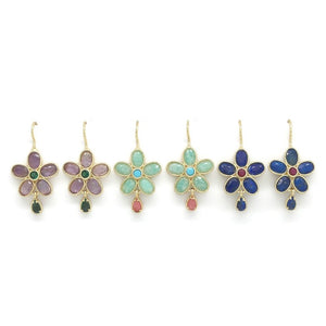 Stone Flower Dangle Earrings - E4-293