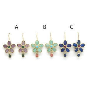 Stone Flower Dangle Earrings - E4-293