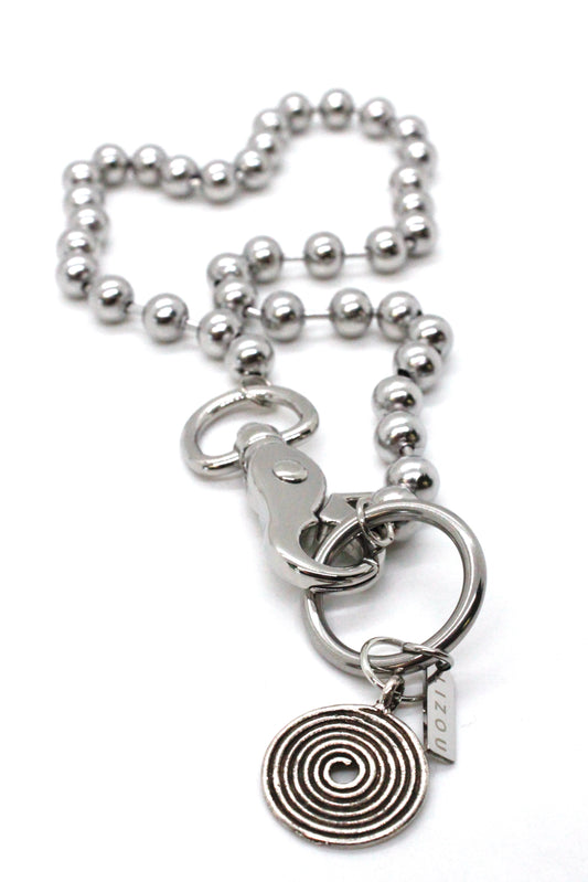 Dark Spiral Necklace Single Silver Chain Claw Clasp