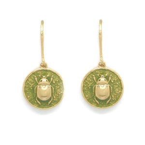 Delicate Green Beetle Bug Earrings - E4-330