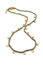 Load image into Gallery viewer, Faceted Amazonite Short Gold Charm Necklace -French Flair Collection-
