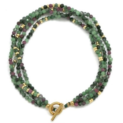 Mini Ruby Zoisite Stone 4 Strand Bracelet - B4-012B