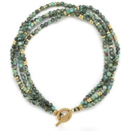 Mini African Turquoise Stone 4 Strand Bracelet - B4-012D