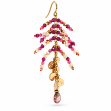Load image into Gallery viewer, Semi Precious Stone and Mother of Pearl Dangle Earrings - E4-322
