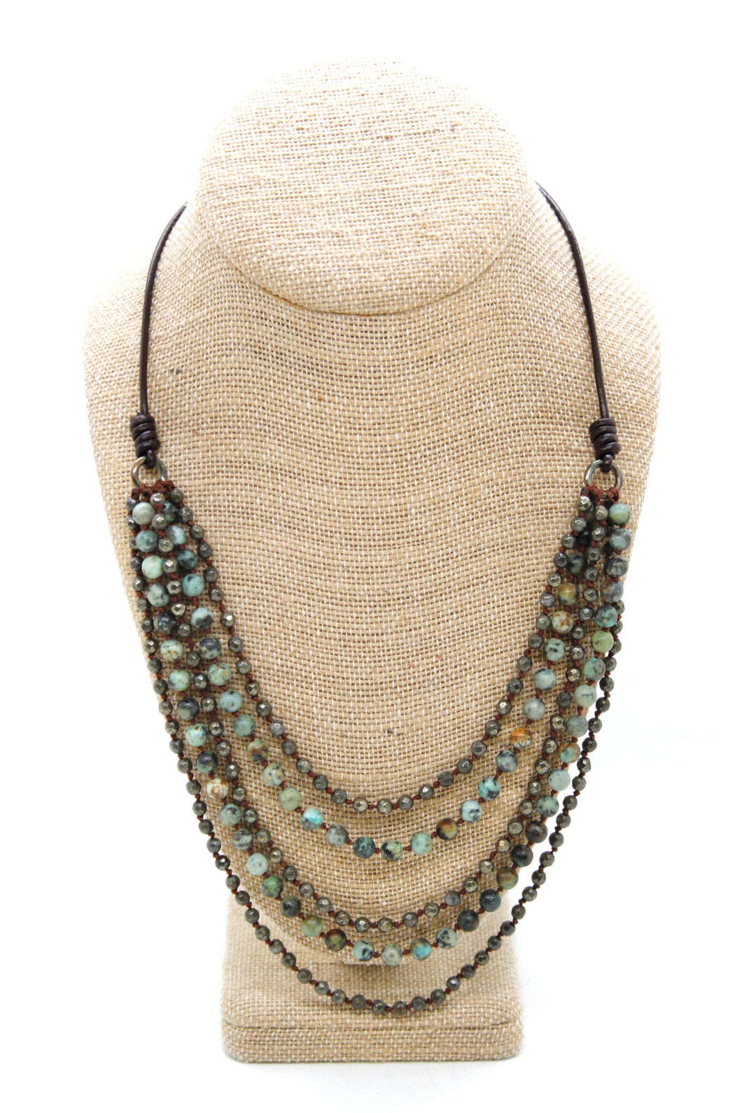 Semi Precious Stone Multi Strand Short Necklace - NLS-Eve