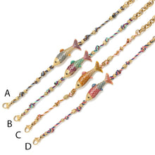Load image into Gallery viewer, Braided Cord Enamel Fish Bracelet - B4-043C
