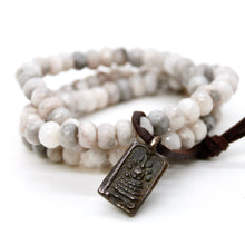Load image into Gallery viewer, Faceted White Lace Jasper Buddha Charm Bracelet -Buddha Collection-
