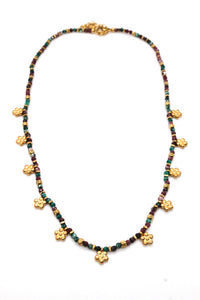 Mini Gold Daisy Semi Precious Stone Necklace N2-2444 -French Flair Collection-