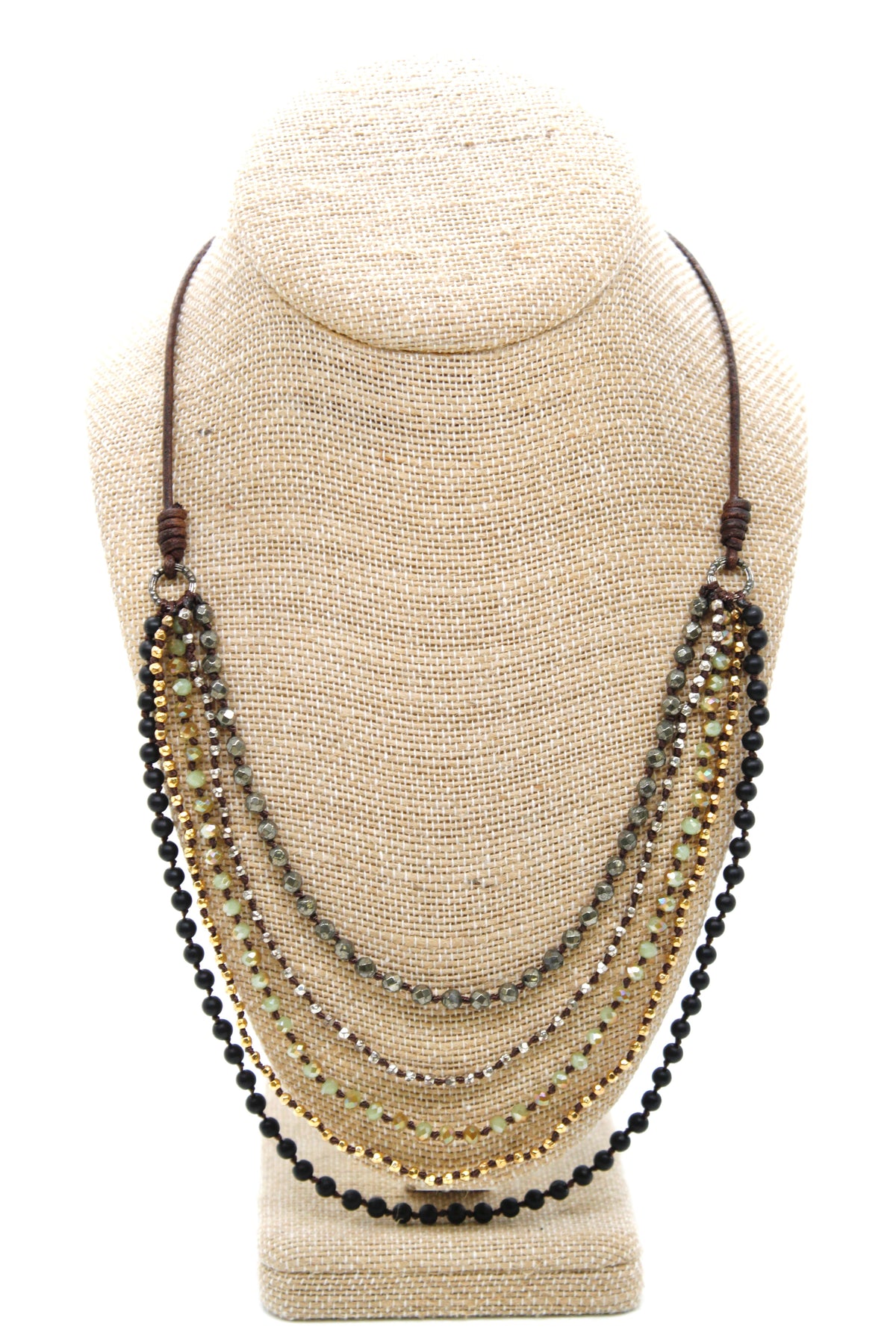 Semi Precious Stone Multi Strand Short Necklace - NLS-Nova