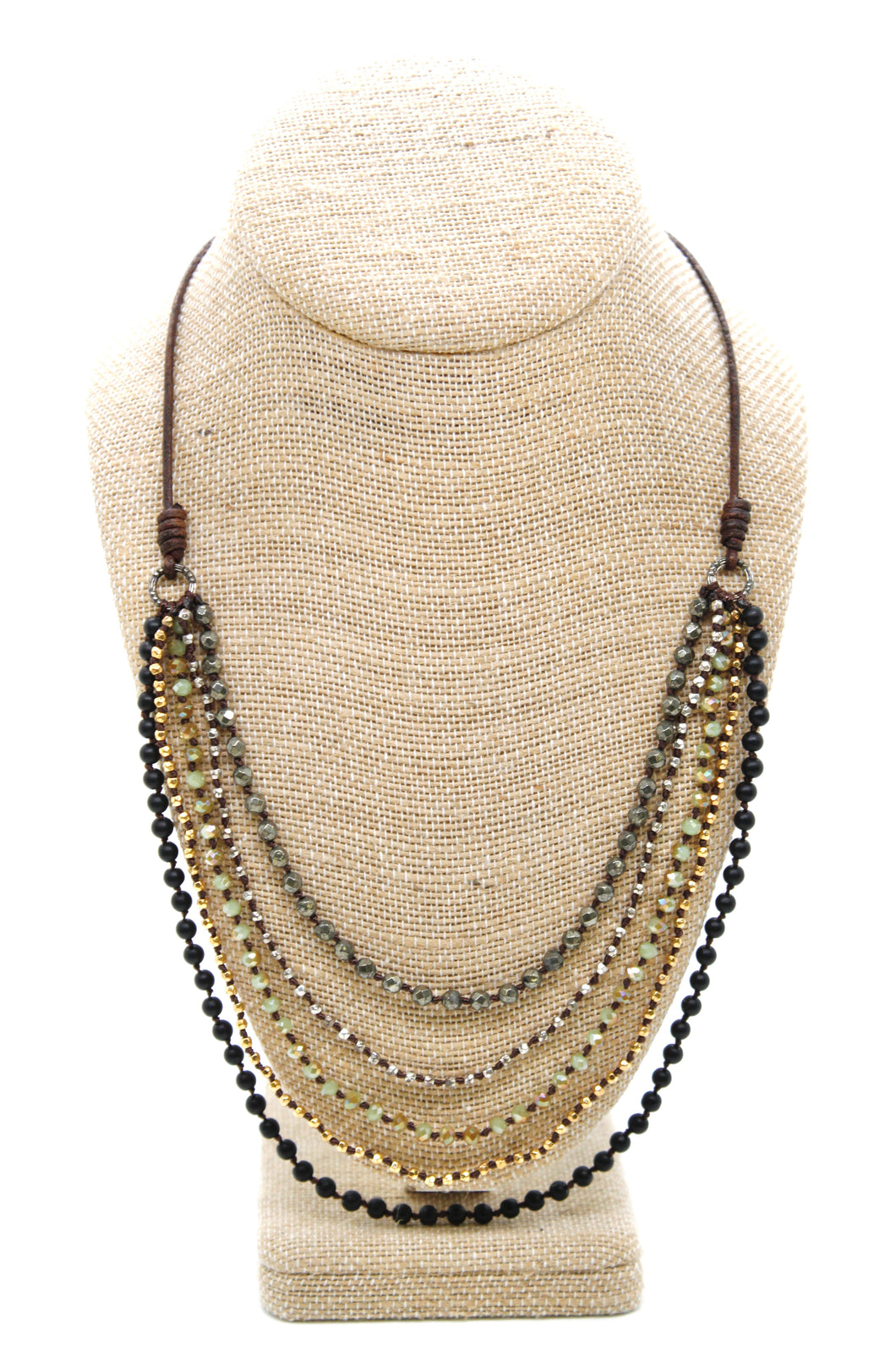 Semi Precious Stone Multi Strand Short Necklace - NLS-Nova