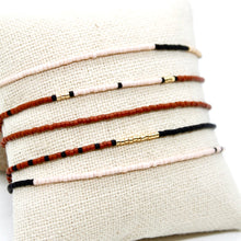 Load image into Gallery viewer, Necklace or Bracelet Seed Bead Cream, Rust and Black -N8-040

