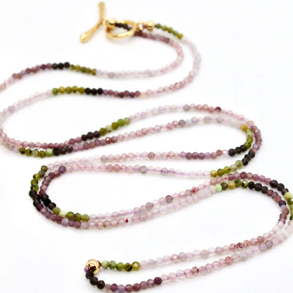 Delicate Faceted Mini Semi Precious Stone Mix Beaded Necklace - N9-010