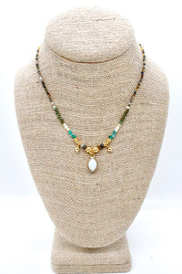 Natural Pendant on Semi Precious Stone Mix Necklace -French Flair Collection-