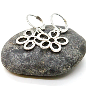 Silver Flower Daisy Small Earrings