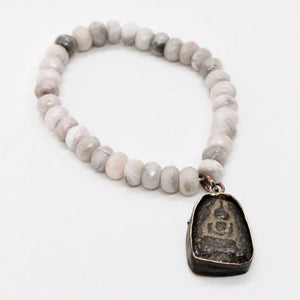 White Lace Agate Buddha Bracelet -Buddha Collection-