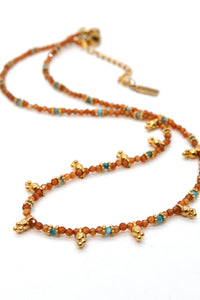 Short Mini Charm Orange Agate Necklace - N2-2611A
