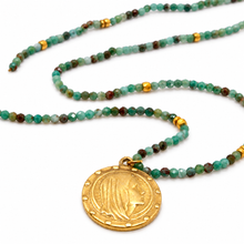 Load image into Gallery viewer, Faceted Mini Phoenix Stone Short Delicate French Religious Medal Necklace - FMN22
