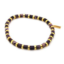 Load image into Gallery viewer, Purple and Gold Stretch Stone Bracelet -Stone Collection-
