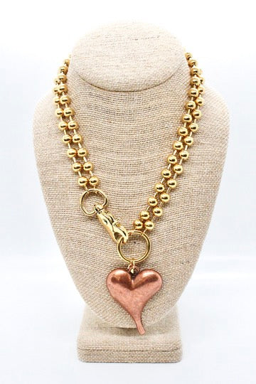 Simple Copper Pendant Convertible Gold Chain Necklace