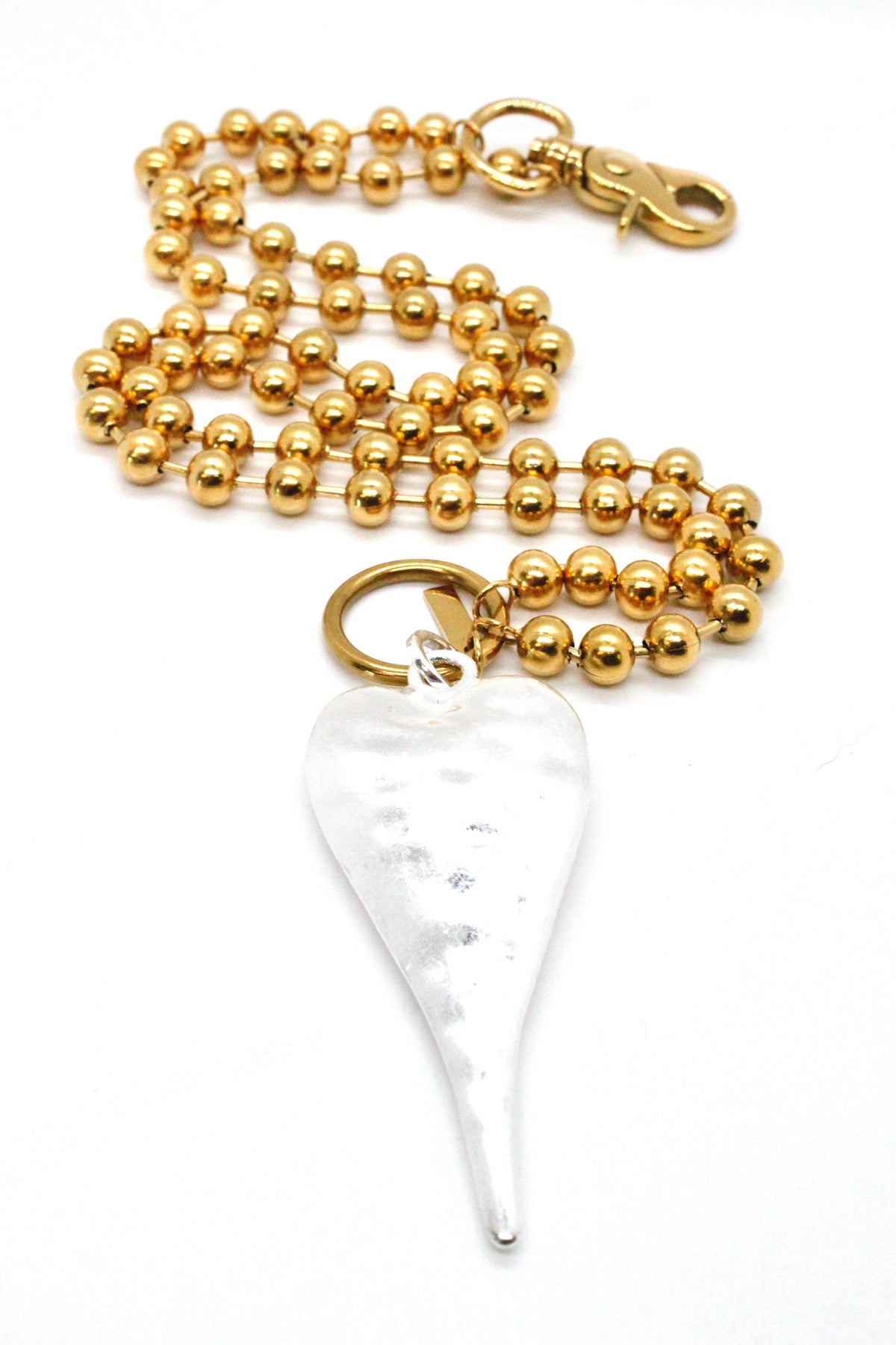 Extra Large Silver Heart Pendant Convertible Gold Chain Necklace