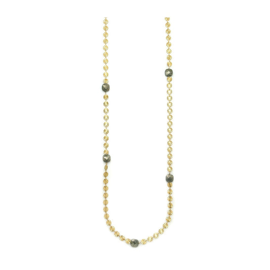 Long Gold and Pyrite Necklace