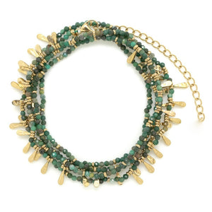 Museum Style Mini Drop Charms and Faceted Green Agate Necklace  -French Flair Collection-