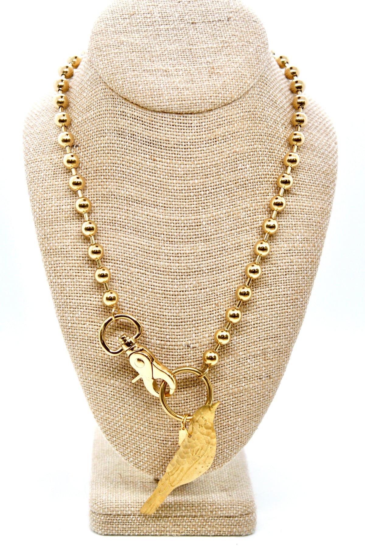 Perched Brass Bird Convertible Gold Chain Necklace