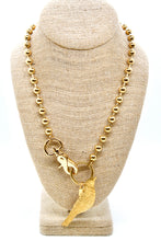 Load image into Gallery viewer, Perched Brass Bird Convertible Gold Chain Necklace
