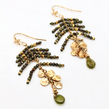 Load image into Gallery viewer, Pyrite Mini Stone and Gold Charm Dangle Earrings - E4-323
