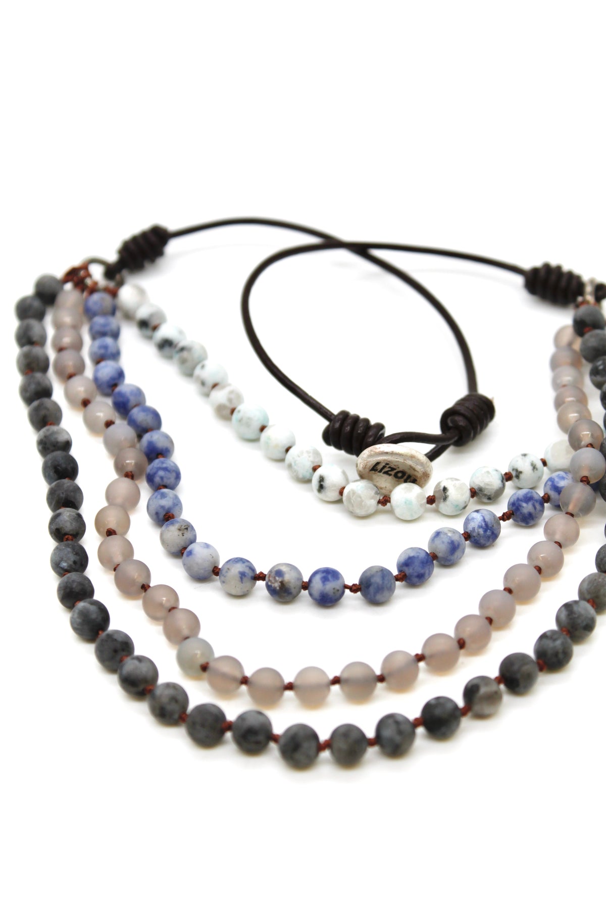 Semi Precious Stone Multi Strand Short Necklace - NLS-M20