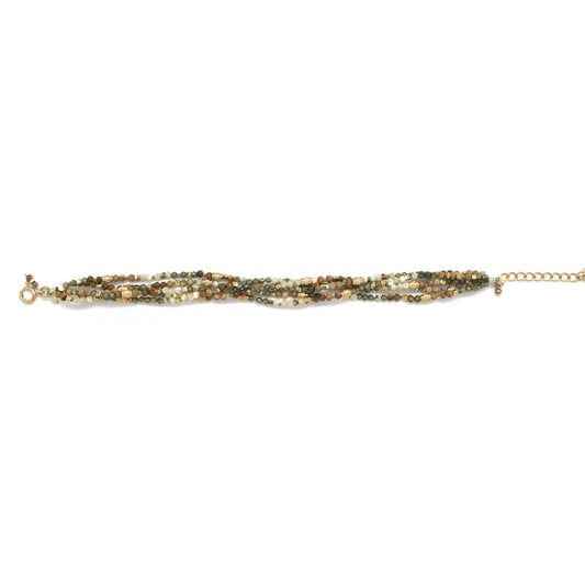Mixed Semi Precious Stone 5 Strand Bracelet - B4-042B