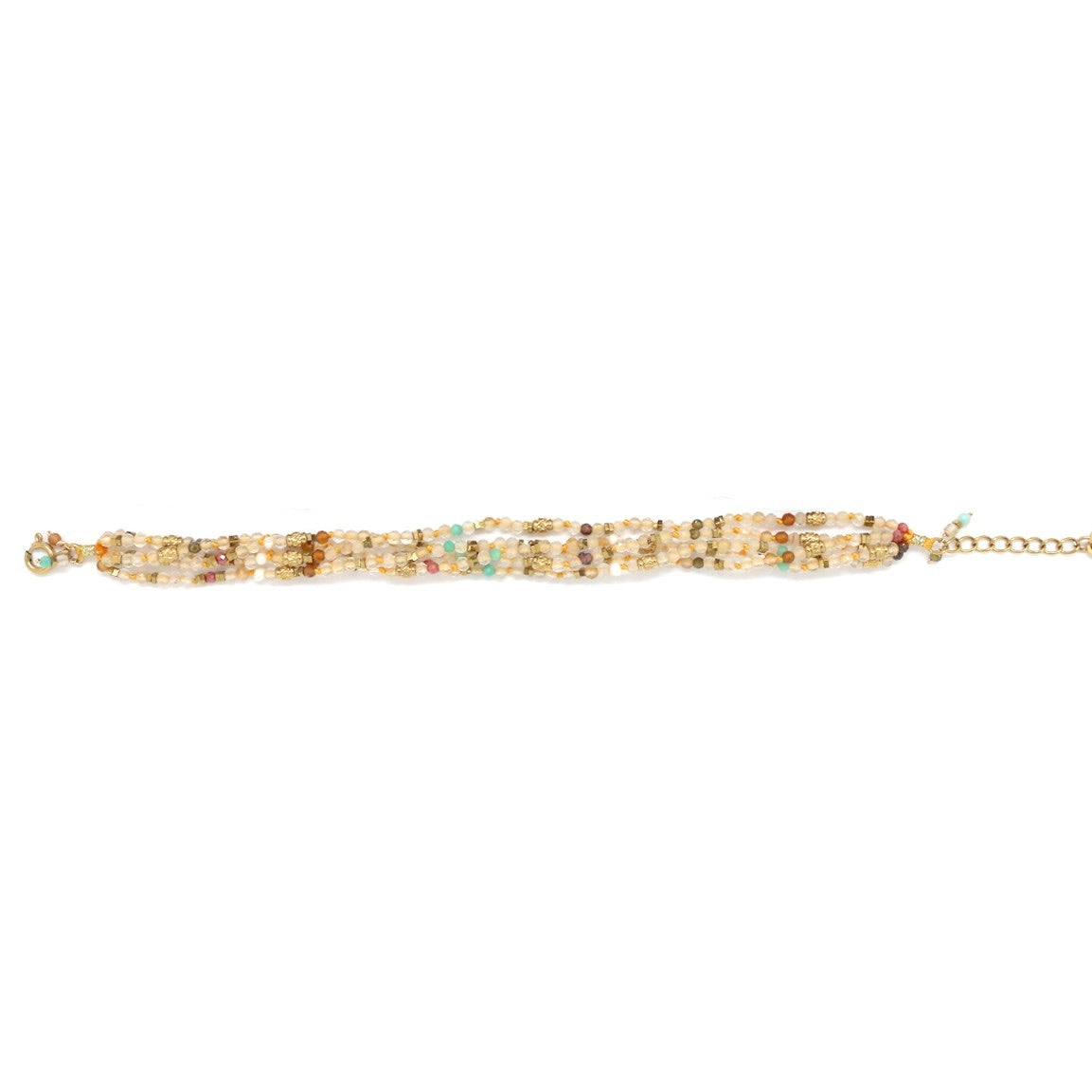 Mixed Semi Precious Stone 5 Strand Bracelet - B4-042E