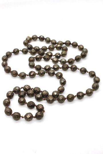 Round Faceted Pyrite Bead Necklace