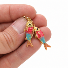 Load image into Gallery viewer, Colorful Enamel Fish Dangle Earrings  - E4-477A
