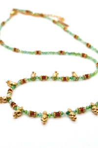 Short Mini Charm Green Zirconium Necklace - N2-2611Z