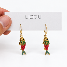 Load image into Gallery viewer, Colorful Enamel Fish Dangle Earrings  - E4-477B
